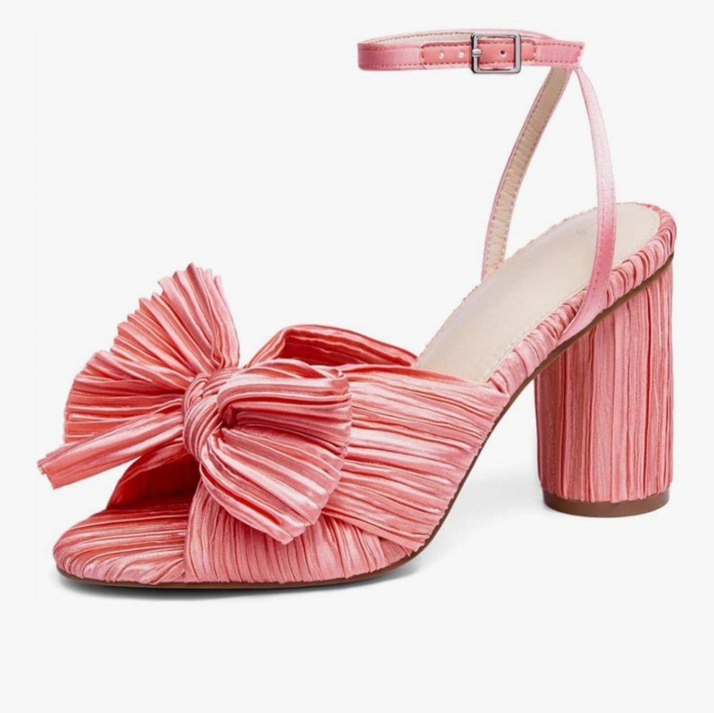 New Vetaste Pink Bow Heeled Sandal